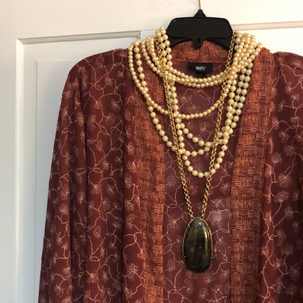 BOHO MOSSIMO • Bohemian Kimono Elegant Rust Floral Design - Picture 8 of 12